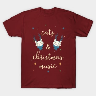 Cat Lover Christmas Gift: Cat And Christmas Music T-Shirt